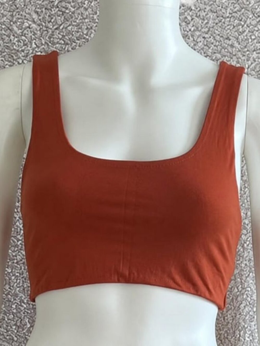 Thearah Red Fitted Bralette in Organic Cotton, Wide Strap Crop Top
